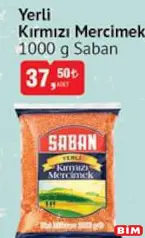 SABAN YERLİ KIRMIZI MERCİMEK 1000 G SABAN YERLİ KIRMIZI MERCİMEK 1000 G